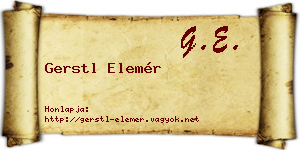 Gerstl Elemér névjegykártya